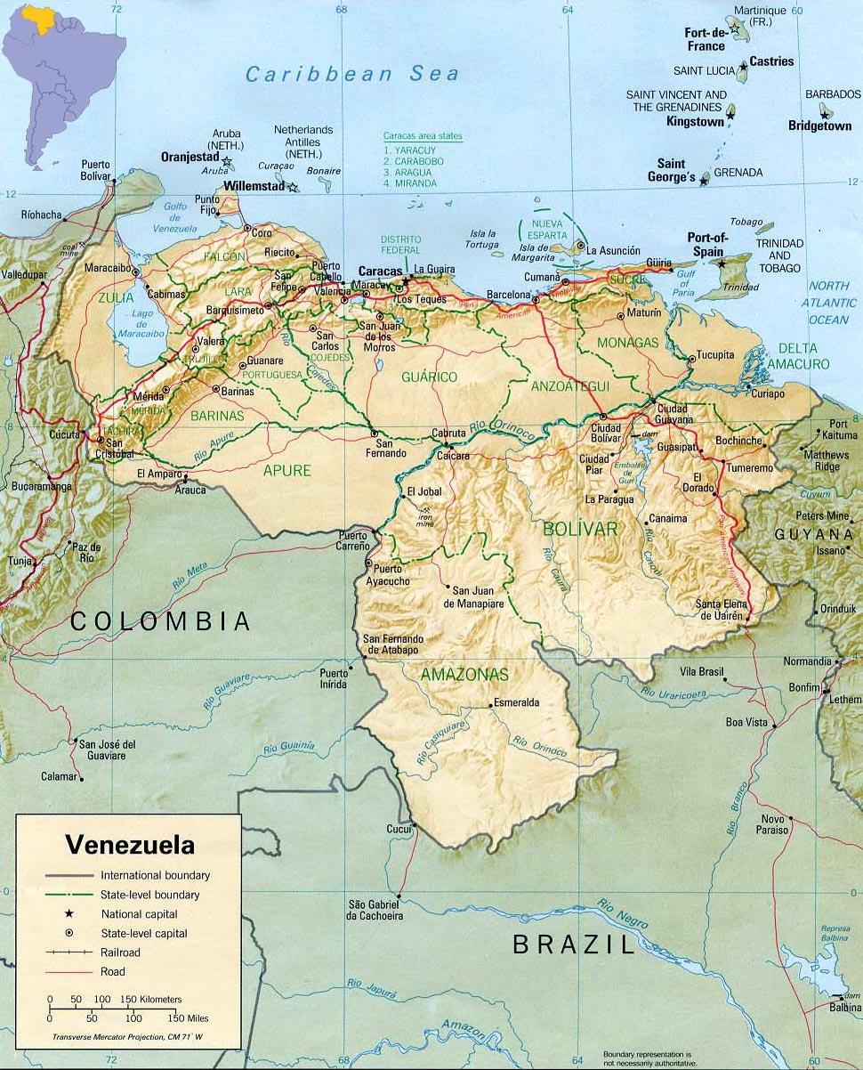 venezuela map caracas